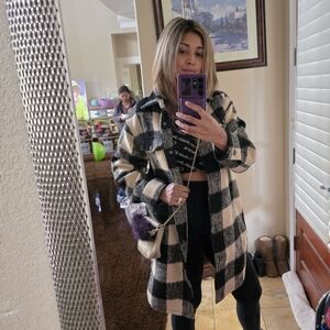 Levi's Black and Cream Checkered Teddy Jacket